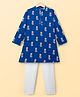 Pine Kids Cotton Woven Full Sleeves Kurta Pajama Set WIth Floral Print - Navy Blue