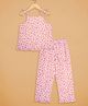 Budding Bees Rayon Woven Sleevelees Floral Printed Coordinating Night Suit Set - Peach