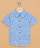 Budding Bees Cotton Woven Half Sleeves Lemons Printed Shirt - Blue