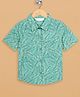 Budding Bees Cotton Woven Half Sleeves Tropical Theme Printed Shirt - Blue