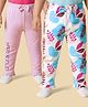 Babyoye 100% Cotton Knit With Eco Jiva Finish Full Length Heart Printed Leggings With Bow Applique Pack of 2 - Pink & White