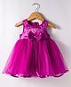 Kookie Kids Woven Sleeveless Shimmer Net Party Dress With Bow Applique - Purple