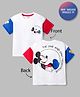 Bonfino Disney Terry Knit Oversize Drop Shoulder Half Sleeves T-Shirt with Front and Back Mickey Mouse Graphics - White