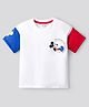 Bonfino Disney Terry Knit Oversize Drop Shoulder Half Sleeves T-Shirt with Front and Back Mickey Mouse Graphics - White