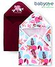 Babyoye 100% Cotton with Eco Jiva Finish Towel & Wrapper With Floral Print Pack of 2 L 80.5 x B 76 cm - Maroon & White