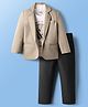 Rikidoos Full Sleeves Textured Blazer With Typography Printed Tee & Pant Set - Fawn & Black