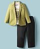 Rikidoos Full Sleeves Striped Blazer With Typography Printed Tee & Pant Set - Neon & Black