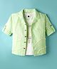 Rikidoos Full Sleeves Fur Detailed Shirt With Typography Printed Tee Set - Pista & White
