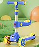 Babyhug Leo 2 in 1 Kids 3 Wheel Kick Scooter with Foldable Seat with LED - Blue| 3 Level Adjustable Handle| Foldable Design| Toy for 3 to 12 Yrs Boys & Girls| Sport Gift| Physical Activity| Wide Deck