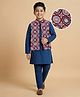 Pine Kids Cotton Woven Full Sleeves Kurta Pajama with Jacket & Motif Print - Maroon