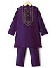 Pine Kids Woven Full Sleeves Kurta Pajama Set With Sequin Detailing - Purple