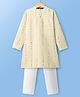 Pine Kids Woven Full Sleeves Kurta Pajama Set with Embroidery - Beige