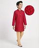 Pine Kids Woven Full Sleeves Embroidered Kurta Pajama Set - Maroon