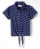 Kookie Kids Woven Half Sleeves Front Open Top with Knot & Polka Dot - Navy Blue