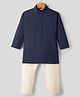 Ridokidz Full Sleeves Chevron Embroidered Kurta Pyjama Set - Navy Blue