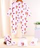 Babyhug 100% Cotton Knit Baby Gift Set With Teddy Bear Print - White