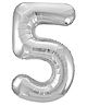 Party Anthem 5 Number Foil Balloon- Silver (16 Inch)