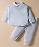 ToffyHouse 100% Cotton Knit Full Sleeves Collared T-Shirt & Lounge Pants Set - Lavender