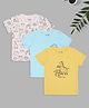 Pantaloons Baby 100% Cotton Knit Pack Of 3 Half Sleeves Animals Printed Tees - Popcorn