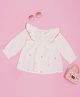 Pantaloons Baby 100% Cotton Woven Full Puffed Sleeves Floral Embroidered Peplum Top - Off White