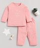 Clt.s Cotton Knitted Full Sleeves A Star Is Born Text Printed Coordinating Night Suit Set - Pink