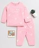 Clt.s Cotton Knitted Full Sleeves You Are Loved Text Printed Coordinating Night Suit Set - Pink