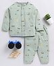 Clt.s Cotton Knitted Full Sleeves Vehicles Prtinted Coordinating Night Suit Set - Green