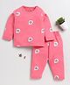 Clt.s Cotton Knitted Full Sleeves Hello Hello Text Printed Coordinating Night Suit Set - Pink