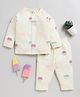 Clt.s Cotton Knitted Full Sleeves Clouds Prtinted Coordinating Night Suit Set - Cream