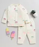 Clt.s Cotton Knitted Full Sleeves Clouds Prtinted Coordinating Night Suit Set - Cream