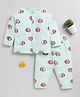 Clt.s Cotton Knitted Full Sleeves Fishes Printed Coordinating Night Suit Set - Sea Green