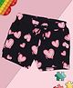 Pantaloons Junior Cotton Knit Hearts Printed Shorts - Black