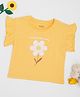 Pantaloons Junior 100% Cotton Knit Frill Sleeves Floral Embroidered Top - Yellow