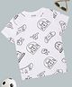 Pantaloons Junior Cotton Knit  Half Sleeves Skateboards  Printed Tee - White