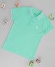 Pantaloons Junior 100% Cotton Knit Half Sleeves Dinosaur Patch Detailed Textured Polo Tee - Mint