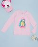 Pantaloons Junior Cotton Knit Full Sleeves Cute Girl Printed Tee - Baby Pink
