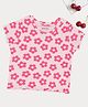 Pantaloons Junior Cotton Spandex Knit Half Sleeves Floral Printed Top - Pink