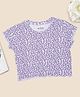 Pantaloons Junior Cotton Spandex Knit Half Sleeves Floral Printed Top - Lilac