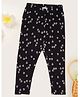 Pantaloons Junior Cotton Spandex Knit Hearts Printed Leggings - Black