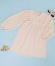 Pantaloons Junior 100% Cotton Woven Full Puffed Sleeves Schiffli Embroidered Dress - Off White