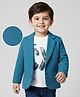 Babyhug Knit Full Sleeves Solid Blazer With Printed Tee - Teal Blue