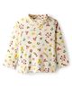 Babyhug Cotton Elastane Knit Full Sleeves Turtle Neck Winter T-Shirt with Floral Print - Offwhite