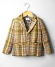 Noddy Full Sleeves Checkered Blazer - Mustard