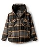 Noddy Full Sleeves Checked Hooded Jacket - Khaki