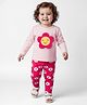 Babyoye 100% Cotton Elastane Knit Full Sleeves Night Suit With Floral Applique & Print - Pink