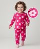 Babyoye 100% Cotton Knit Full Sleeves Co-ord Night Suit With Floral Print - Dark Pink