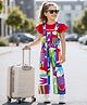 Ollington St. Cotton Knit Half Sleeves Printed Top & Pinafore - Red & Multicolor