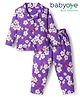 Babyoye 100% Cotton Elastane Knit Full Sleeves Co-ords Night Suit With Floral Print - Purple