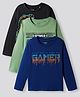 Primo Gino 100% Cotton Knit Full Sleeves T-Shirt With Gamer Theme Print Pack Of 3 - Navy Blue Light Green & Black