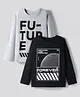 Primo Gino 100% Cotton Knit Full Sleeves T-Shirt With Nothing Lasts Forever Text Print Pack Of 2 - Grey & Black